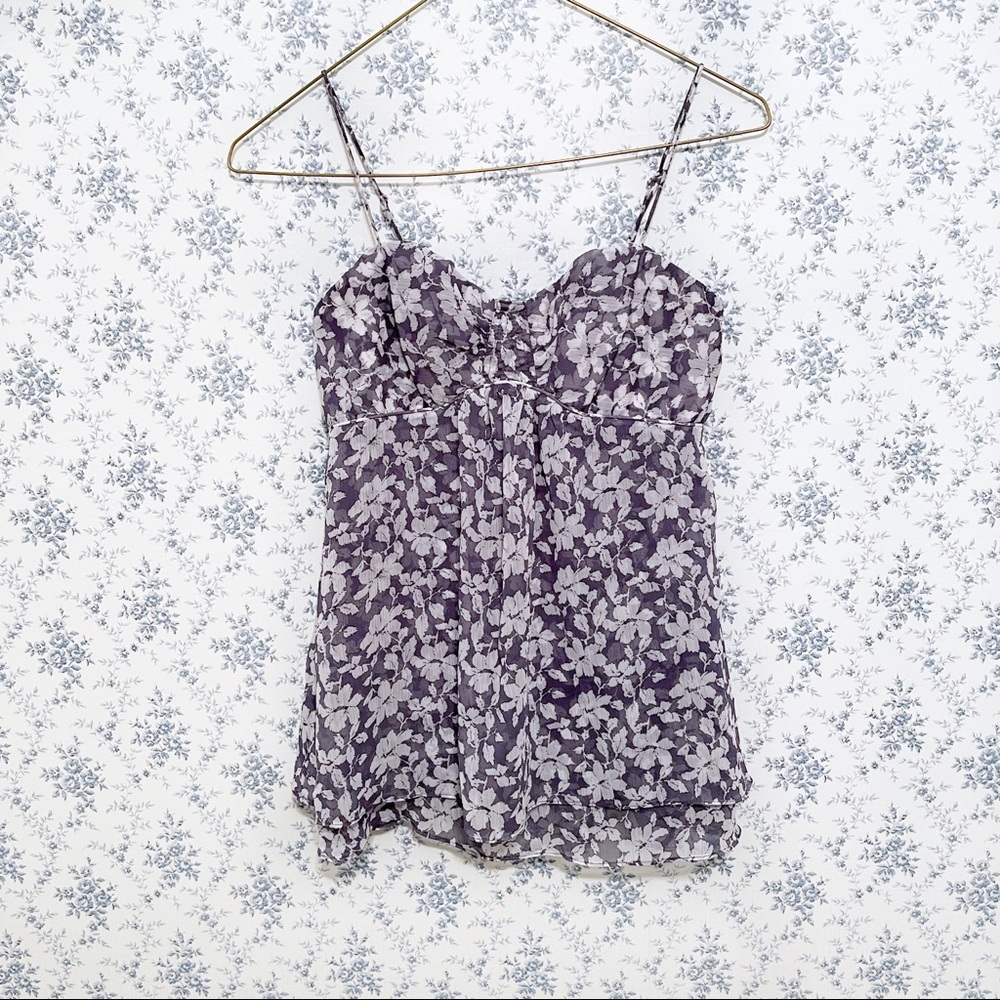 American Eagle Floral Chiffon Tank Top